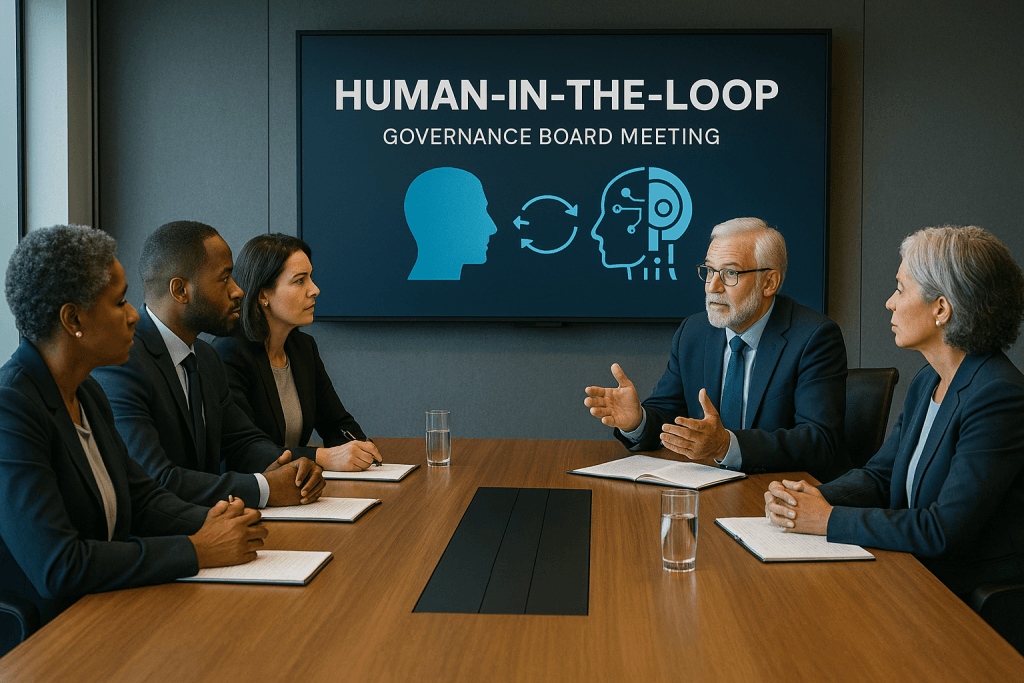 Leadership in an AI world: human-in-the-loop governance board meeting